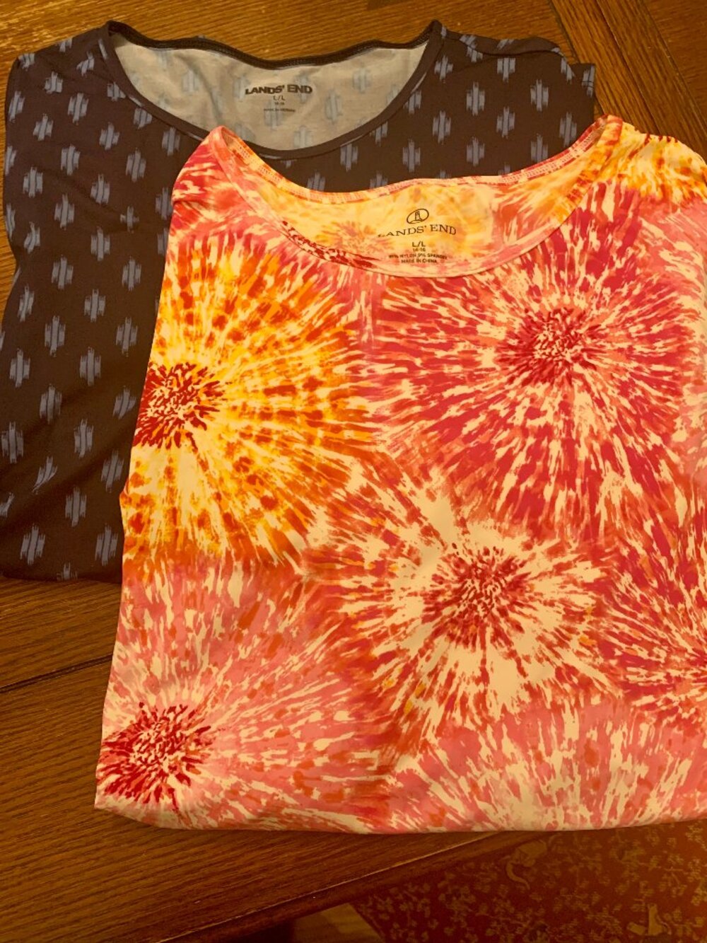 2 Lands End Women's Swim Shirts size L great sun protection